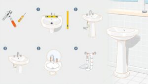 how to install a pedestal sink